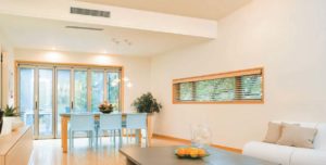 ducted heat pump grille showing in ceiling